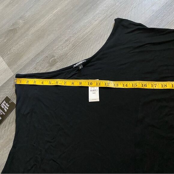 Express One Shoulder Dress Bodycon Dolman Sleeve Black Medium Classic - Picture 9 of 11